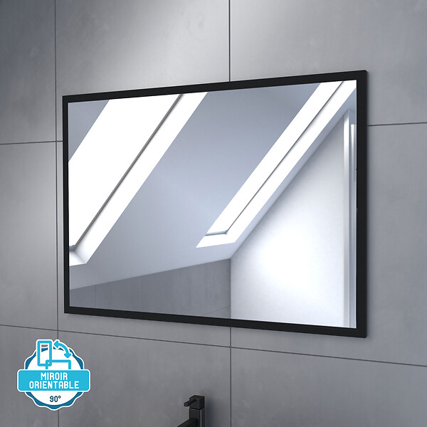 AURLANE - Meuble salle de bain 80x54 - Finition chene naturel + vasque blanche + miroir - TIMBER 80 - Pack 35 - large