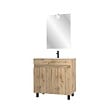 AURLANE - Meuble salle de bain 80x80 -Finition chene naturel + vasque blanche + miroir Led- TIMBER 80 - Pack27 - vignette