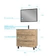 AURLANE - Meuble salle de bain 80x60 - Finition chene naturel + vasque blanche + miroir - TIMBER 80 - Pack 45 - vignette