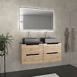 AURLANE - Meuble salle de bains 120cm Chêne et noir, Vasques carrées et Miroir Black Led 120x70 - OMEGA - vignette