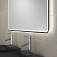 AURLANE - Meuble salle de bains 120cm Chêne et noir, Vasques carrées et Miroir Black Led 120x70 - OMEGA - vignette