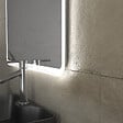 AURLANE - Meuble salle de bains 80 cm 2 tiroirs - Chêne et noir - Vasque rectangle - Miroir Led - OMEGA - vignette
