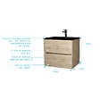 AURLANE - Meuble de salle de bains 60 cm 2 Tiroirs Chêne Naturel + Vasque Céramique Noire - TIMBER - vignette