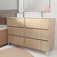 AURLANE - Pack Meuble Salle de Bains 120 cm Chêne Clair, 6 tiroirs avec Vasque Céramique - XENOS - vignette