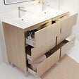 AURLANE - Pack Meuble Salle de Bains 120 cm Chêne Clair, 6 tiroirs avec Vasque Céramique - XENOS - vignette