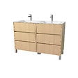 AURLANE - Pack Meuble Salle de Bains 120 cm Chêne Clair, 6 tiroirs avec Vasque Céramique - XENOS - vignette