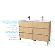 AURLANE - Pack Meuble Salle de Bains 120 cm Chêne Clair, 6 tiroirs avec Vasque Céramique - XENOS - vignette