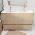AURLANE - Pack Meuble Salle de Bains 120 cm Chêne Clair, 6 tiroirs avec Vasque Céramique - XENOS - vignette