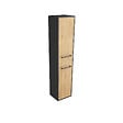 AURLANE - Colonne de salle de bain noir mat 30x35x150cm 2 portes chêne naturel poignées noir mat - STRUCTURA - vignette