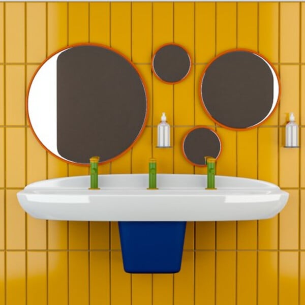 VITRA - Lavabo pour enfant VitrA Sento Kids 125 cm 1 hauteur avec trop-plein + cache-siphon Sento kids - large