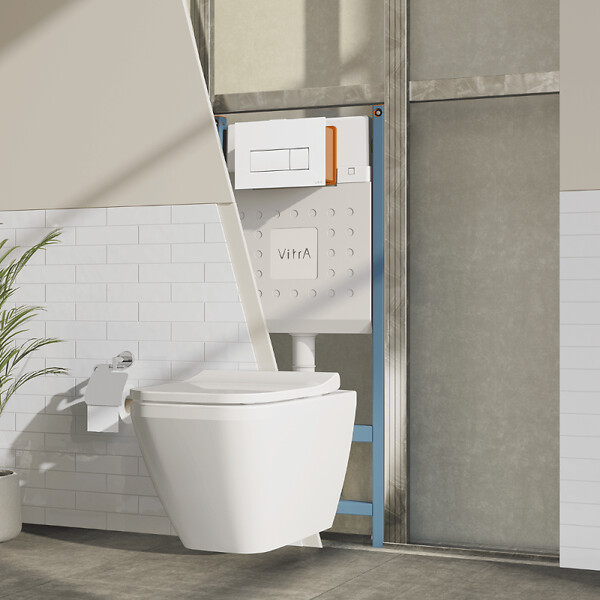 VITRA - Bâti support VitrA V-Fix Core mur porteur + Plaque Root Round Blanche - large