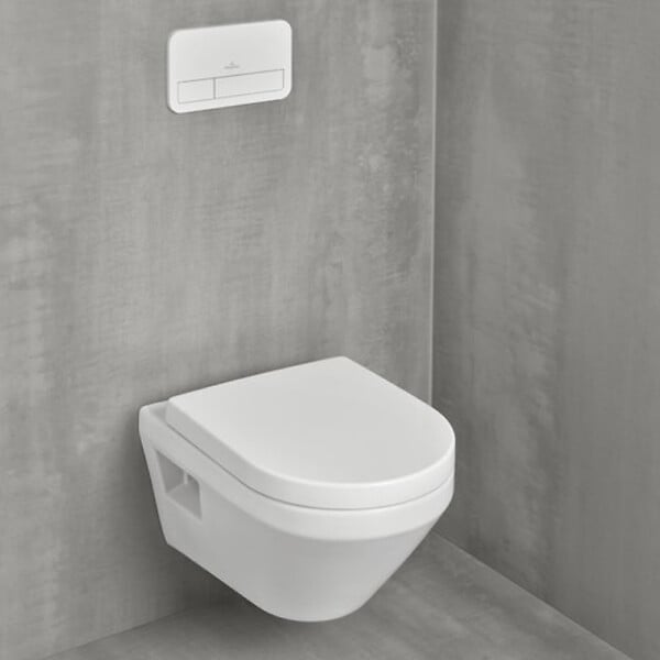 VILLEROY ET BOCH - Pack WC suspendu sans bride Architectura Twistflush [e³] rond + bâti-support ViConnect + plaque noir - large