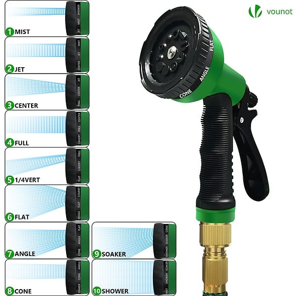 VOUNOT - Tuyau d’Arrosage Extensible 15m Renforce avec Accessoires vert - large