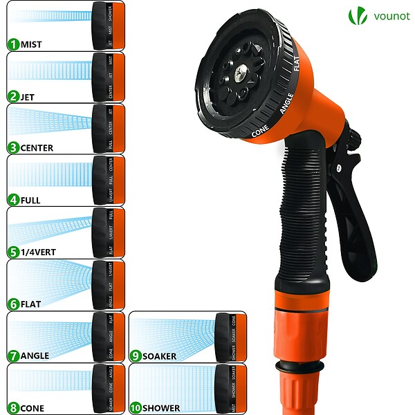 VOUNOT - Tuyau d’Arrosage Extensible 30m avec Accessoires orange - large