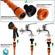 VOUNOT - Tuyau d’Arrosage Extensible 30m avec Accessoires orange - vignette