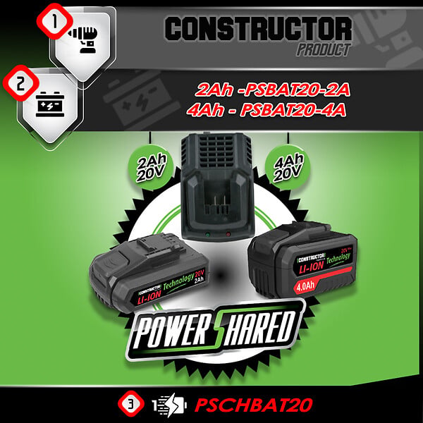 CONSTRUCTOR - Tondeuse à gazon 40V (2x20V) 34 cm - Sans batterie - large