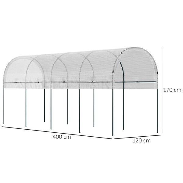 OUTSUNNY - Serre de jardin serre à tomates dim. 4L x 1,2l x 1,7H m acier thermolaqué vert PE haute densité blanc - large