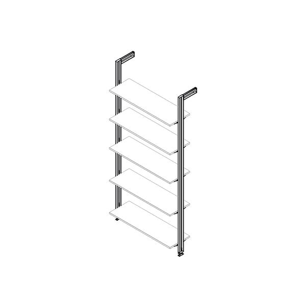 EMUCA - Lot de consoles pour 5 tablettes en verre pour la structure Zero, verre non inclus, Zamak, Peint en noir texturé - large