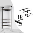 EMUCA - Kit de fixation pour 4 étagères en bois et 1 tringle de suspension de 1m de long Noir, Aluminium et Zamak et Plastique, Peint en noir texturé - vignette