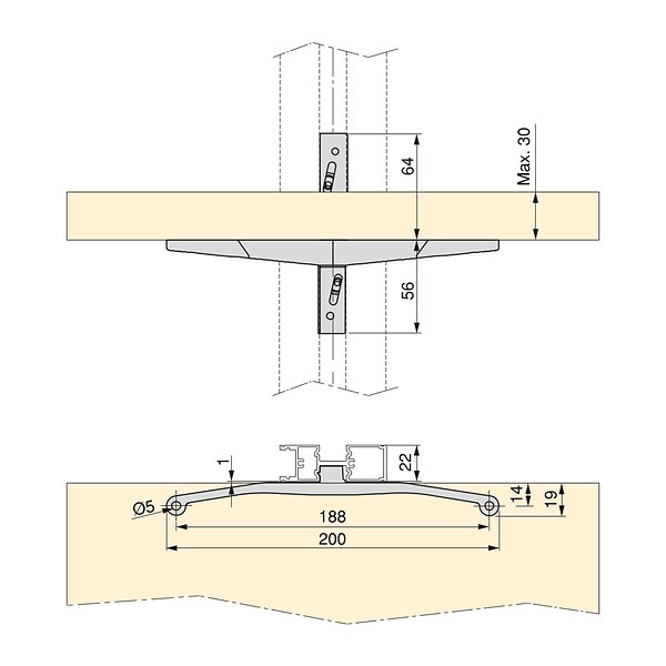 EMUCA - Kit de fixation pour 4 étagères en bois et 1 tringle de suspension de 1m de long Noir, Aluminium et Zamak et Plastique, Peint en noir texturé - large