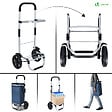 VOUNOT - Chariot de course pliable aluminium 2 roues avec sac isotherme bleu marine - vignette