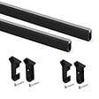 EMUCA - Lot de 2 x 0.75m Rails pour armoires en soie avec supports, Aluminium et Plastique, Peint en noir - vignette