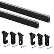 EMUCA - Lot de 2 rails pour armoires en soie de 1,15m de long avec supports, Aluminium et Plastique, Peint en noir - vignette