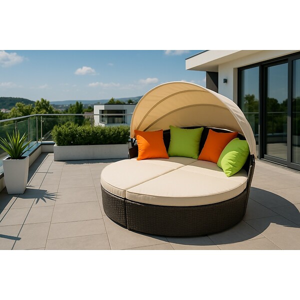 ALCOVA - Canapé modulable avec toit pare soleil Coussins Mobilier de jardin Fauteuil de jardin ALCOVA - large