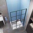 AICA SANITAIRE - Paroi de douche à l'italienne style contemporain 90x200cm avec étagère de douche noir - vignette