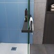 AICA SANITAIRE - Paroi de douche à l'italienne style contemporain 90x200cm avec étagère de douche noir - vignette