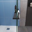 AICA SANITAIRE - Paroi de douche à l'italienne type atelier 100x200cm installé avec une barre de fixation carré en 90cm,livré avec étagère de douche noir - vignette