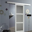 GD MENUISERIES - Porte Coulissante Greyria Gris Clair Vitrée H204 x L73 cm, Rail Alu - vignette