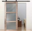 GD MENUISERIES - Porte Coulissante bois Frake Vitrée H204 x L83 cm, railroulette - vignette