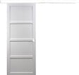 GD MENUISERIES - Porte Coulissante Tamera blanc 4 panneaux H204 x L73 cm, Rail Alu bandeau blanc, Coquilles blanc - vignette