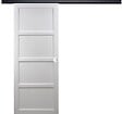 GD MENUISERIES - Porte Coulissante Tamera blanc 4 panneaux H204 x L73 cm, Rail Alu bandeau noir, Coquilles blanc - vignette