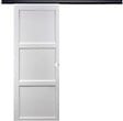 GD MENUISERIES - Porte Coulissante Korya Blanc 3 panneaux H204 x L73 cm, Rail Alu bandeau noir, Coquilles blanc - vignette