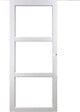 GD MENUISERIES - Porte Coulissante Kenya Blanc Vitrage transparent H204 x L73 cm, Rail Alu bandeau noir, Coquilles blanc - vignette