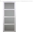 GD MENUISERIES - Porte Coulissante Tana Blanc Vitrée H204 X L73 cm, Rail Alu Bandeau Blanc, Coquilles Blanc - vignette