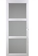 GD MENUISERIES - Porte Coulissante Kenya Blanc Vitrée H204 X L83 cm, Rail Alu Bandeau Blanc, Coquilles Blanc - vignette
