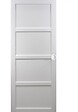 GD MENUISERIES - Porte Coulissante Tamera blanc 4 panneaux H204 x L93 cm, Rail Alu bandeau noir, Coquilles blanc - vignette
