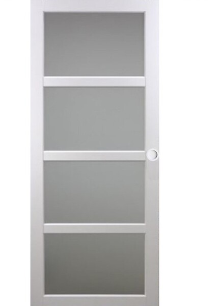 GD MENUISERIES - Porte Coulissante Tana Blanc Vitrée H204 X L73 cm, Rail Roulettes, Coquilles Blanc - large