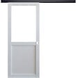 GD MENUISERIES - Porte Coulissante Atelier blanc sans meneau H204 x L83 cm, Rail Alu bandeau noir, Coquilles blanc - vignette