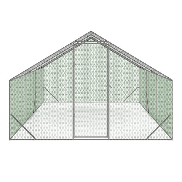 ID MARKET - Enclos poulailler 18 m² parc grillagé 6x3 M acier galvanisé - large