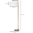 HOMCOM - Lampadaire design néo-rétro max. 40 W 153H cm abat-jour circulaire aspect lin blanc piètement structure métal doré - vignette