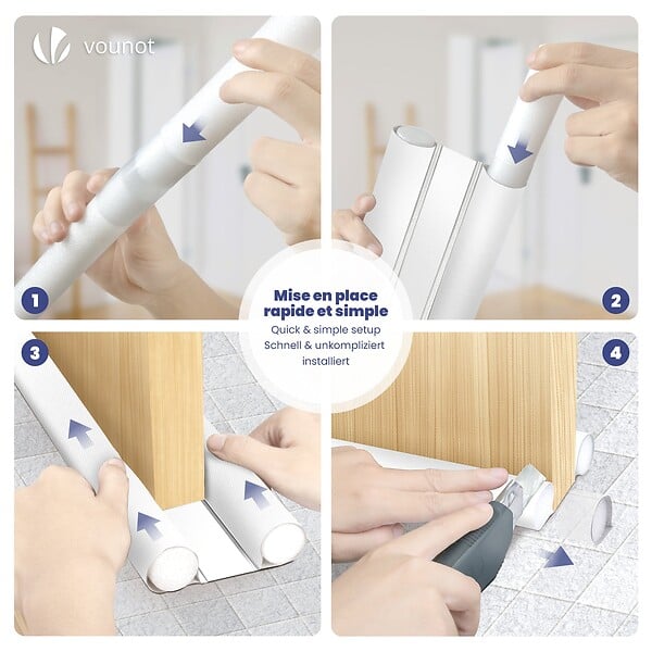VOUNOT - Lot de 2 Boudins de Porte Isolants coupe froid Découpables 96cm Blanc - large
