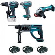 MAKITA - Pack 4 outils MAKITA DLX4054MX1 (DF458+GA452+HR202+TD152+3xBL1840B+DC18RC+SAC OUTIL) - vignette