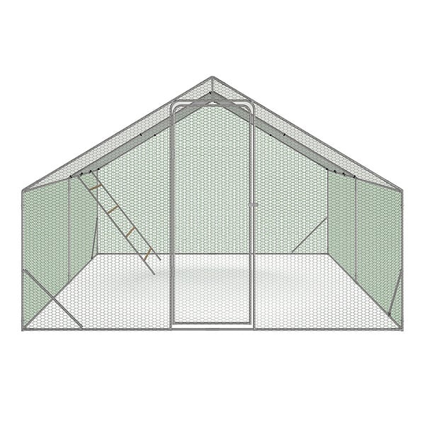 ID MARKET - Enclos poulailler 12 m² 4x3 M avec grand perchoir 4 niveaux en bois acier galvanisé - large