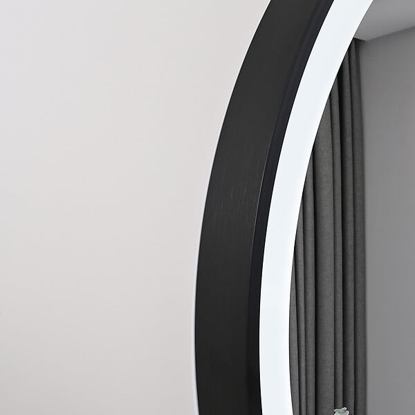 LUXURYBAIN - Miroir salle de bain LED ovale 110x60cm anti buée avec cadre en aluminium noir- LuxuryBain - large