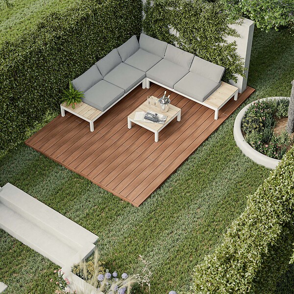 BELLAME - Kit Terrasse PVC BELLAME 5 m² (222 x 14,5 x 2,2 cm) - Chêne Noix de Muscade - large