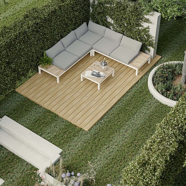 BELLAME - Kit Terrasse PVC BELLAME 5 m² (222 x 14,5 x 2,2 cm) - Chêne Coriandre - large